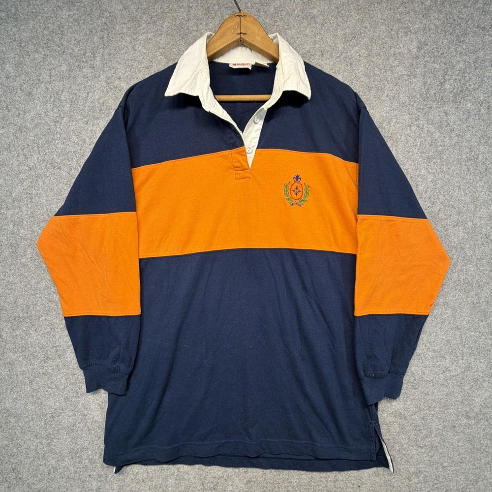 Vintage Huntington Ridge Colorblock Shirt Medium Navy Blue 90s